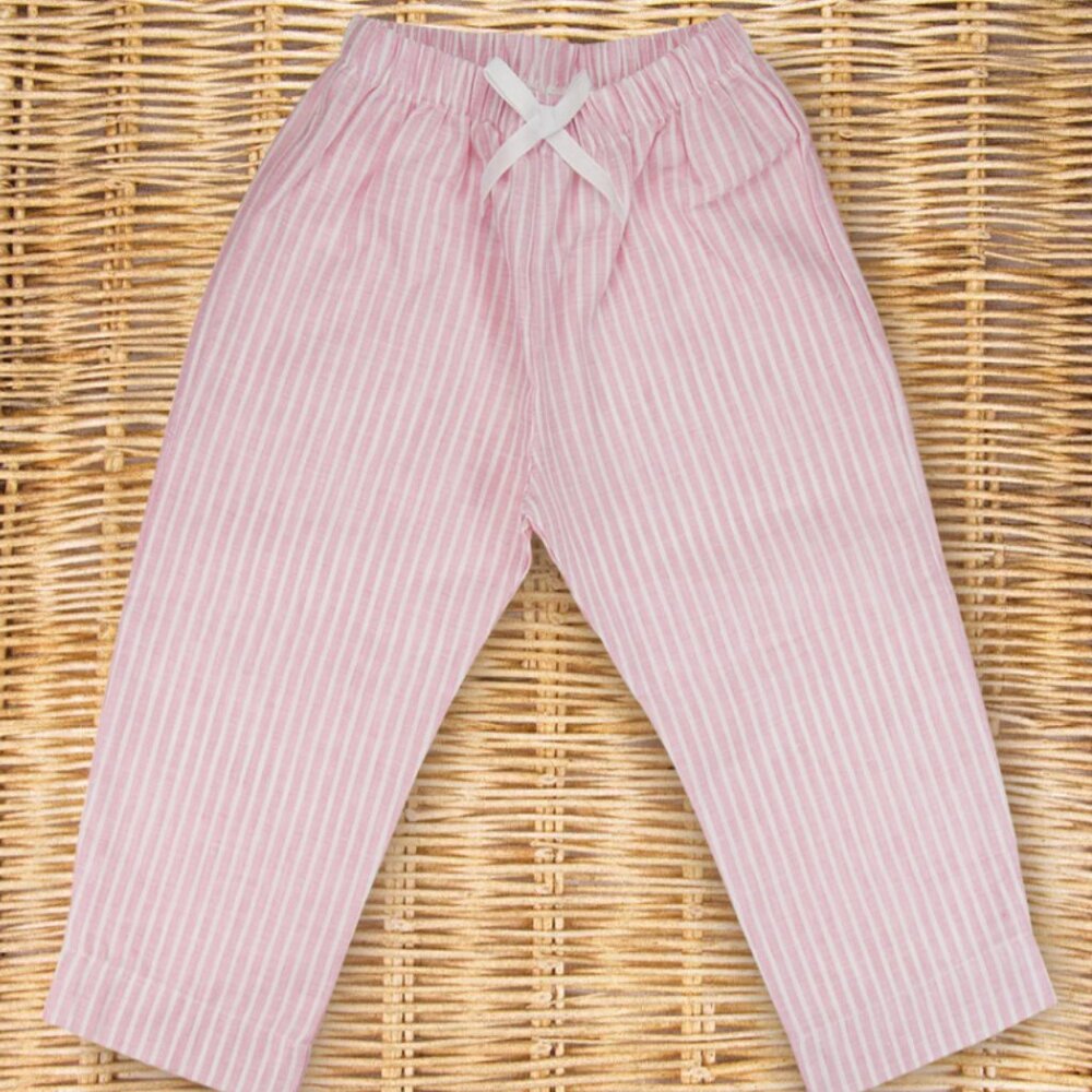 Baroni Firenze Toddler Pink Striped Linen Pants, Size 3T, Like new condition